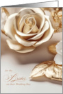Two Brides Lesbian Wedding Congratulations Gold Colored Rose card