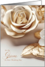 Two Grooms Gay Wedding Congratulations Gold Colored Rose card