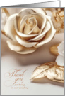 Wedding Thank You Gold Colored Rose card