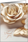 Wedding Thank You Gold Colored Rose Blank card