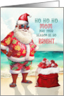 for Mom African American Santa in Sunglasses Funny Christmas card