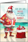 Niece African American Santa in Sunglasses Funny Christmas card