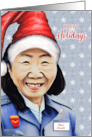 Female Asian Christmas Postal Service Worker Custom card