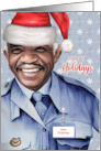 Male African American Christmas Postal Service Worker Custom card