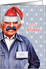 Male Hispanic Christmas Postal Service Worker Custom card