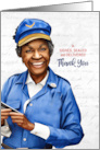 Thank a Mail Carrier Female African American Postal Worker card