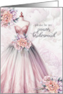 Junior Bridesmaid Request Blush Pink Botanical card