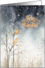 Spanish Christmas Feliz Navidad Winter Forest Wild Birds card