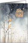 Portuguese Christmas Feliz Natal Winter Forest Wild Birds card