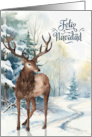 Feliz Navidad Spanish Christmas Reindeer Winter Forest card