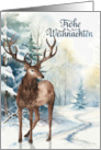 Frohe Weihnachten German Christmas Reindeer Winter Forest card