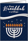 for Colleague Hanukkah Menorah Blue and White card