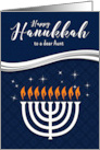 for Aunt Hanukkah Menorah Blue and White card