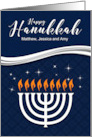 Custom Name Hanukkah Menorah Blue and White Any Relation card