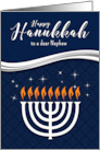 for Nephew Hanukkah Menorah Blue and White Any Relation card