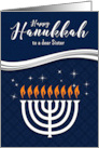 for Sister Hanukkah Menorah Blue and White Any Relation card
