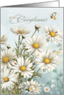 Italian Birthday Daisies with Butterflies and Ladybugs card