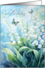 Birthday Lily of the Valley Garden with Butterflies card