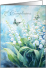 Spanish Birthday Lily of the Valley Garden Feliz Cumpleanos card