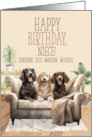 Niece’s Birthday Three Cute Dogs on a Sofa Tali Waggin’ card