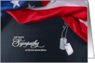 Loss of a Fiance Sympathy Military Dog Tags and American Flag card