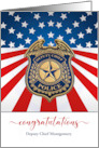 Deputy Chief of Police Promotion Shield with Stars Stripes Custom card