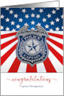 Police Captain Promotion Shield with Stars Stripes Custom card