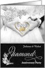 60th Diamond Wedding Anniversary Party Invitation Custom card