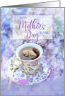 For Grandmother on Mother’s Day Cup of Tea and Purple Flowers card