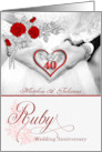 Ruby 40th Wedding Anniversary Custom Elegant in Red card