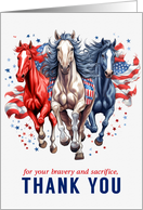 Thank You Patriotic Western Horses Red White and Blue card
