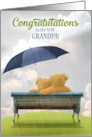Congratulations New Grandpa Cute Teddy Bears on a Bench card