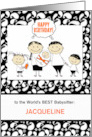 Babysitter’s Birthday Black and White Paisley with Custom Name card