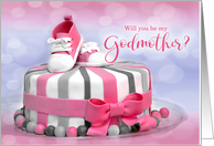 Will you be my Godmother Pink and Purple Cake card