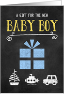 Gift for Baby Boy Chalkboard Blue and Yellow card