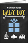 Gift for Baby Boy Chalkboard Blue and Yellow card