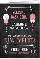 Virgo Girl New Baby Aug 22 to Sep 23 Chalk Pink with Name card