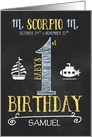 Scorpio Baby Boy’s 1st Birthday October 24th to November 22nd card