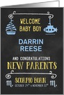 Scorpio New Baby Oct 24 to Nov 22 Blue Chalk with Name card