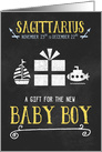 Gift for Baby Boy Sagittarius Chalkboard Theme Blue and Yellow card