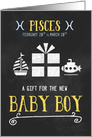 Gift for Pisces Boy Born February 20th to March 20th Blue Chalkboard card