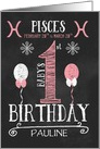 Pisces Baby Girl’s 1st Birthday February 20th to March 20th Zodiac card