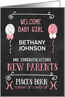 Pisces New Baby Congratuations Born Feb 20th to March 20th Custom card