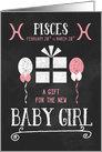 Gift for Pisces Girl Born February 20th to March 20th Pink Chalkboard card