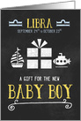 Gift for Libra Boy Born Sept 24th to Oct 23rd Blue Chalkboard card