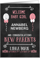 Libra New Baby Congratuations Born Sept 24 to Oct 23 Custom card