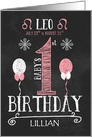 Leo Baby Girl’s 1st Birthday July 23rd to August 21st Zodiac card