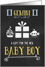 Gift for Gemini Boy Born May 21st to June 21st Blue Chalkboard card