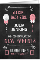 Gemini Baby Girl Congratuations Born May 21st to June 21st Custom card
