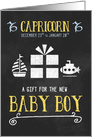 Gift for Capricorn Boy Born Dec 23 to Jan 20th Blue Chalkboard card